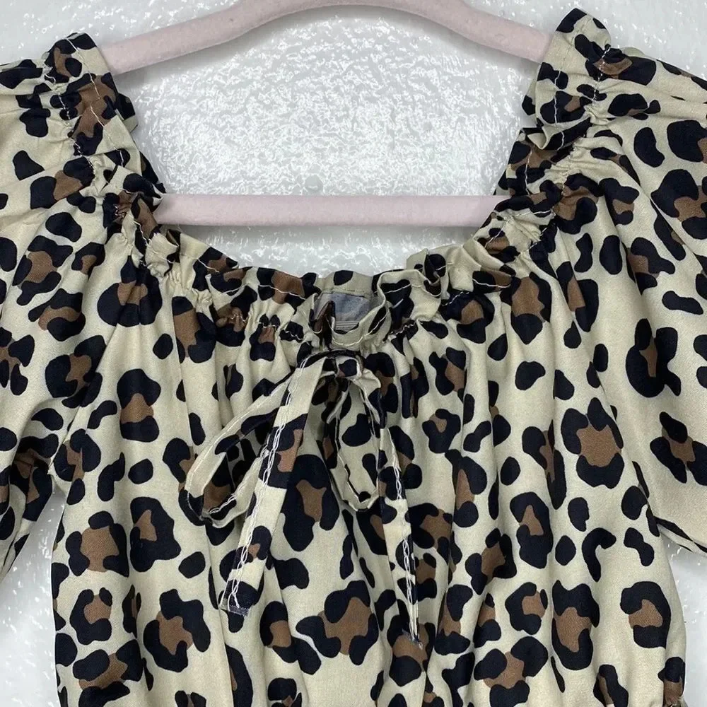 Leopard Short Sleeve Onesie With Matching Headband 2T